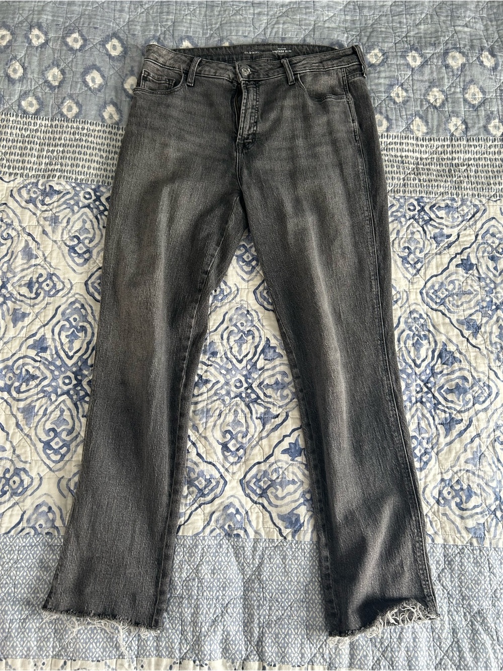 Old Navy Black Washed Straight-Leg Jeans